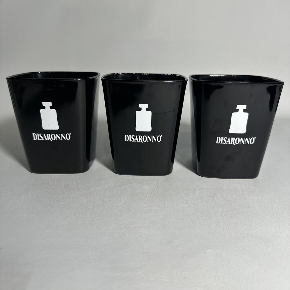 Disaronno Black Square Rocks Glasses Set of 3 Drinking Barware Cocktail